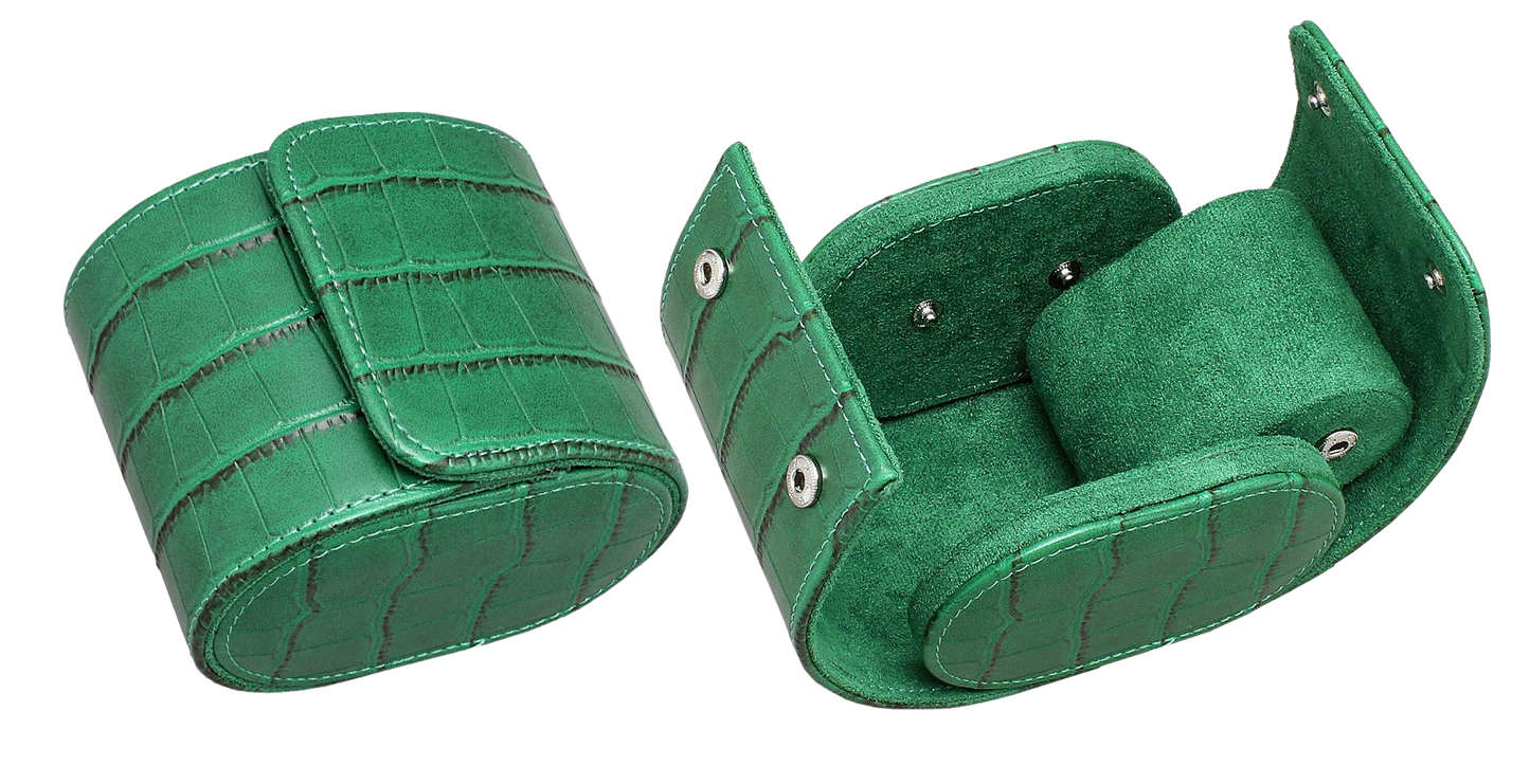 Estuche de reloj tipo rollo – 1 ranura de lujo (cuero estilo cocodrilo)