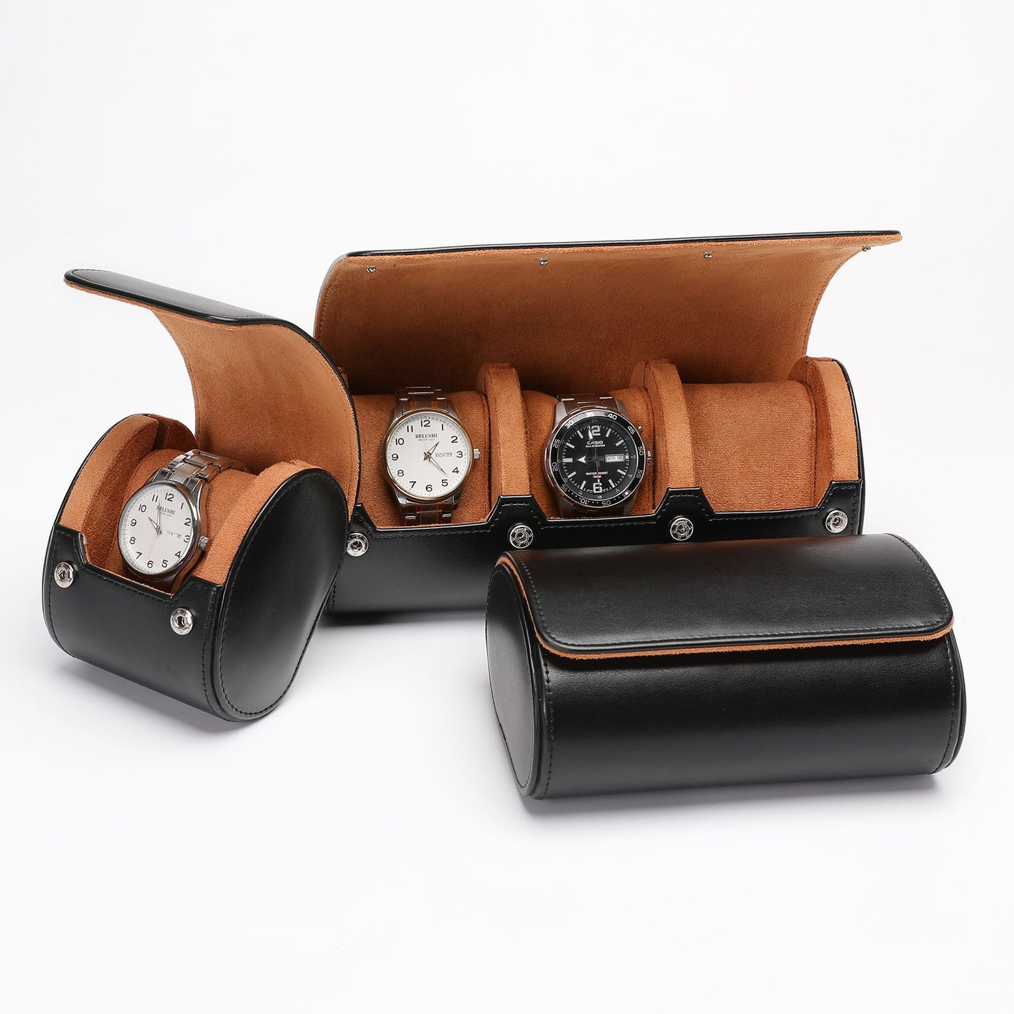 Estuche de viaje para relojes – 3 ranuras en cuero PU