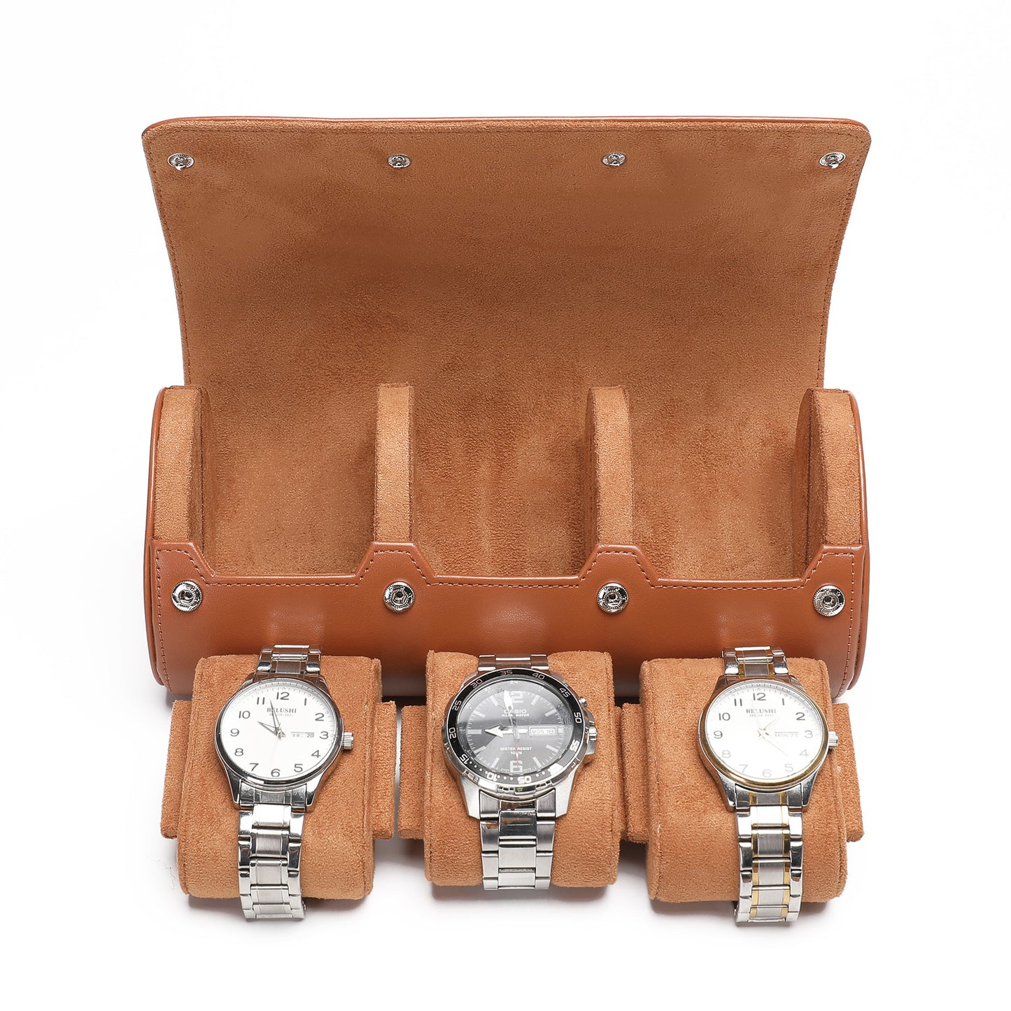 Estuche de viaje para relojes – 3 ranuras en cuero PU