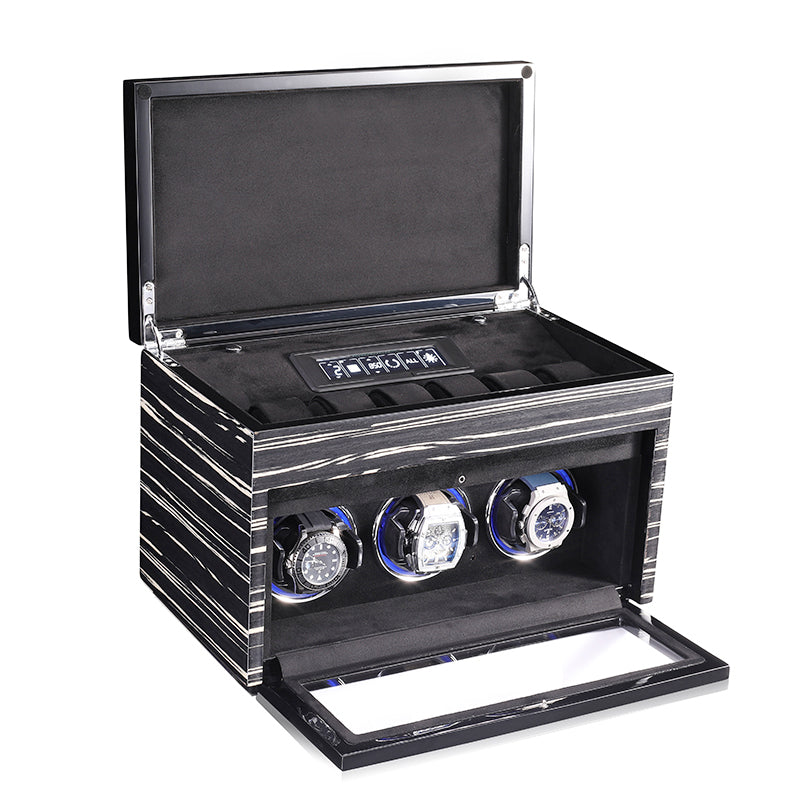 Caja giratoria automática para relojes – 9 espacios con pantalla LCD y motor japonés