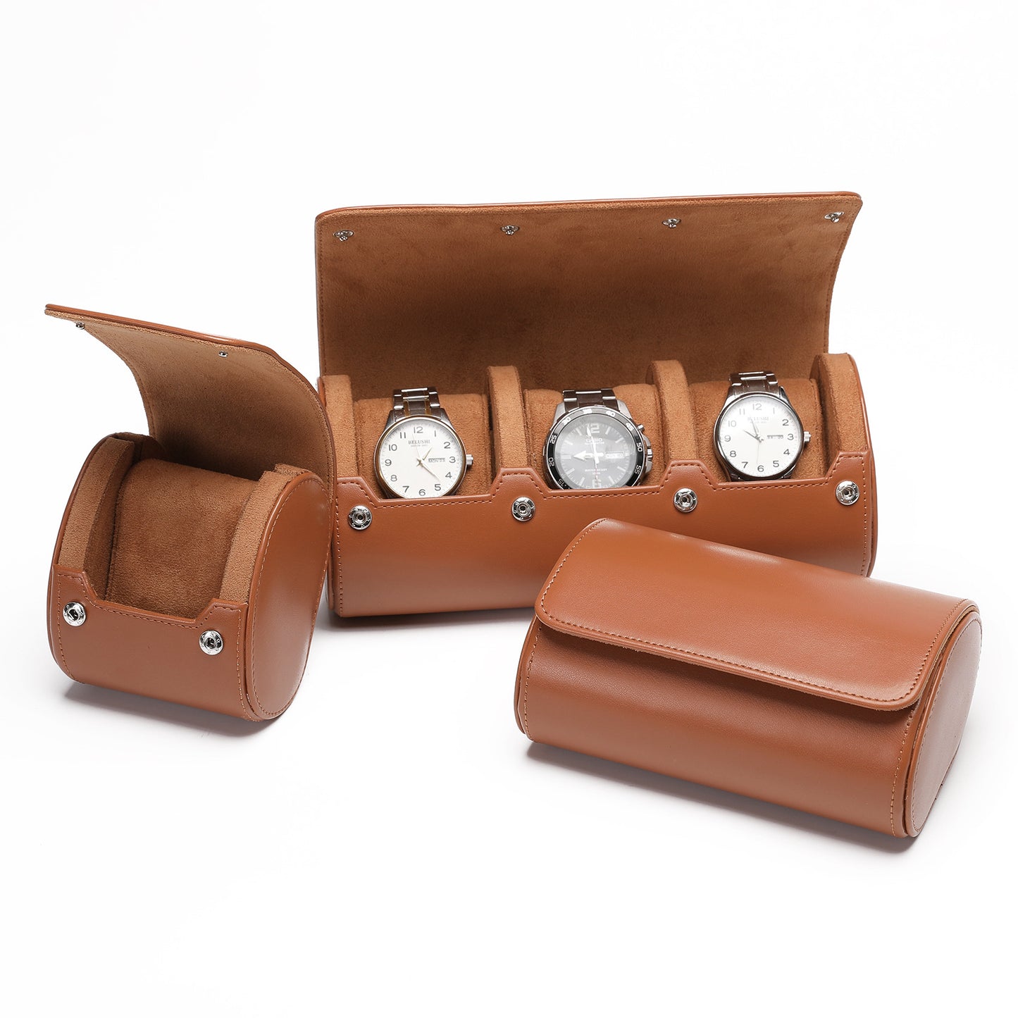 Estuche de viaje para relojes – 3 ranuras en cuero PU